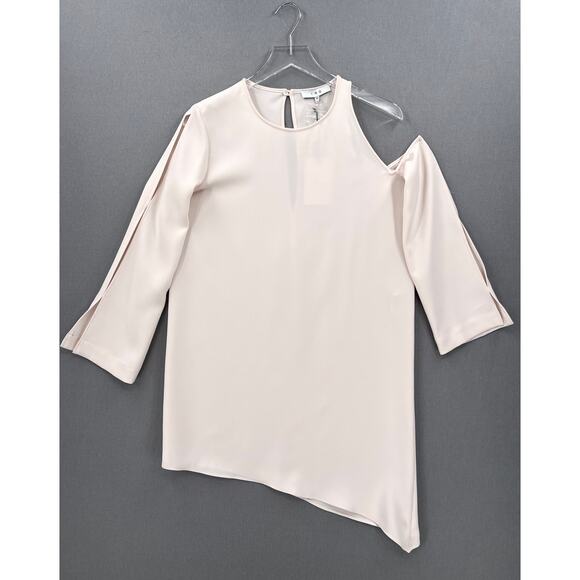 IRO Crew Cutout Mini Dress Womens 6 Light Pink Awati Asymmetrical Open Shoulder - Picture 3 of 14